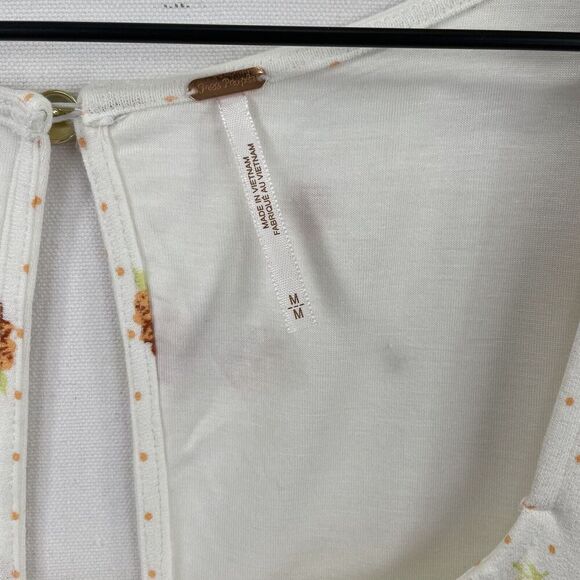 Free People Dress Womens Medium White Orange Floral Boho Peasant Fairy NWT - Picture 11 of 16